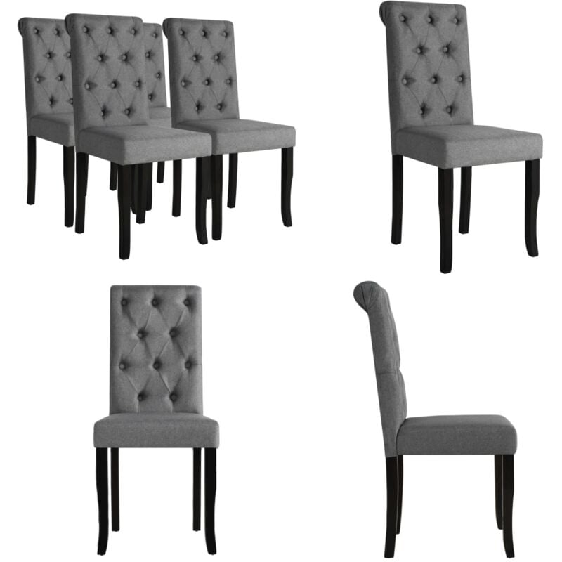 Chaises à manger lot de 4 gris foncé tissu - Chaise à Manger - Chaise De Cuisine - Chaises Grises - Meubles De Salle à Manger - Set De Chaises - Home