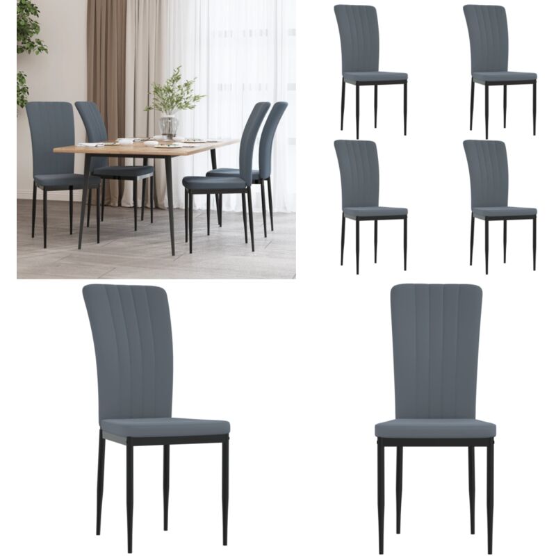 Vidaxl - Chaises à manger lot de 4 Gris foncé Velours - Chaise De Salle à Manger - Chaise De Cuisine - Fauteuil - Velours - Design Moderne - Home &