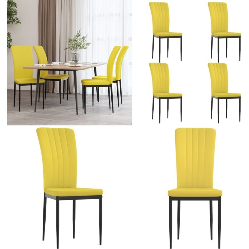 Vidaxl - Chaises à manger lot de 4 Jaune moutarde Velours - Chaise De Salle à Manger - Chaise De Cuisine - Fauteuil - Velours - Design Moderne - Home