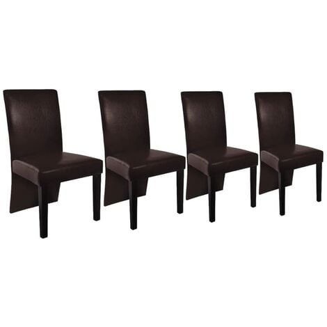 vidaXL Chaises à manger lot de 4 marron foncé similicuir