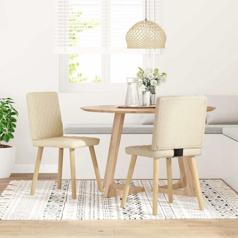 Chaises à manger lot de 2 crème tissu - Vidaxl
