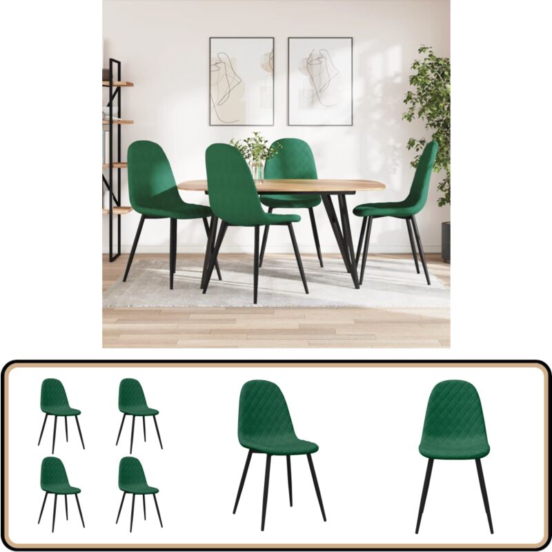 Vidaxl - Chaises à manger lot de 4 Vert foncé Velours - Chaise De Salle à Manger - Chaise De Cuisine - Chaise Design - Chaise Velours - Chaise Verte