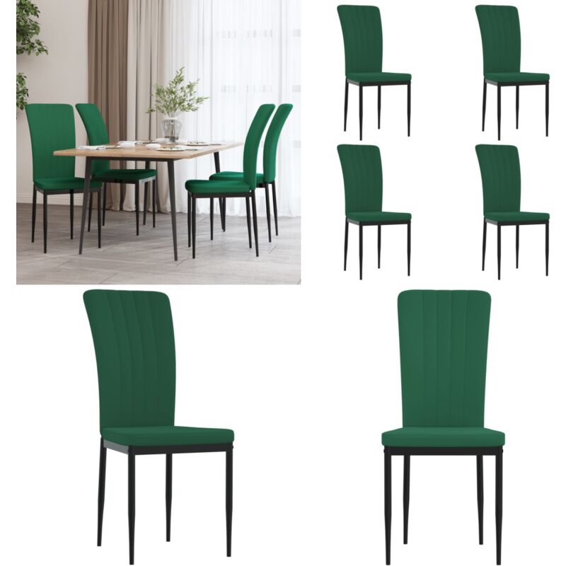 Vidaxl - Chaises à manger lot de 4 Vert foncé Velours - Chaise De Salle à Manger - Chaise De Cuisine - Fauteuil - Velours - Design Moderne - Home &