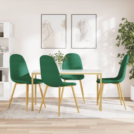 Chaises à manger lot de 4 Vert foncé Velours vidaXL