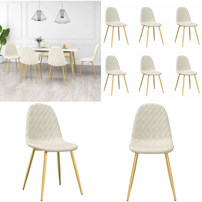 Vidaxl - Chaises à manger lot de 6 blanc crème velours - Chaise De Salle à Manger - Chaises De Cuisine - Chaises Confortables - Chaises Modernes