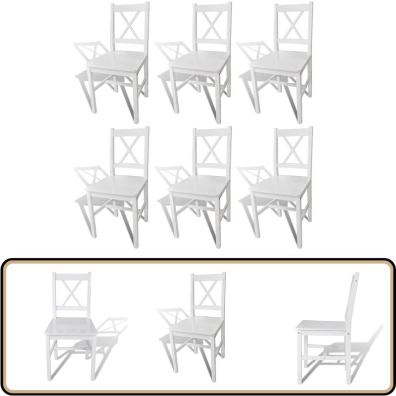 Vidaxl - Chaises à manger lot de 6 blanc pinède - Chaise De Salle à Manger - Chaises De Cuisine - Chaises Modernes - Chaises Blanches - Meubles De
