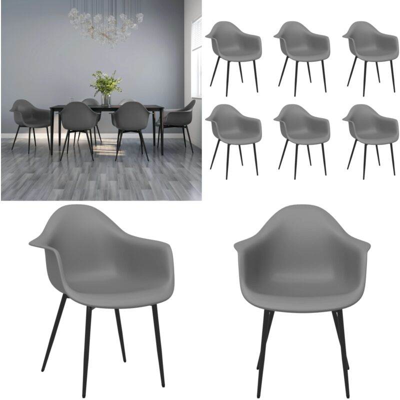 Vidaxl - Chaises à manger lot de 6 gris pp - chaise de salle à manger - chaises de salle à manger - Home & Living - Gris