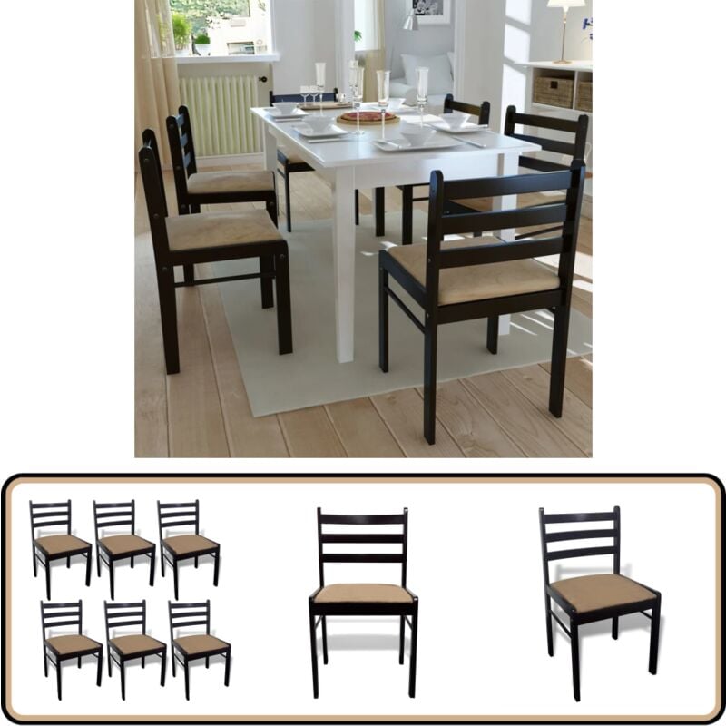 Vidaxl - Chaises à manger lot de 6 marron bois solide et velours - Chaise De Salle à Manger - Chaise Moderne - Chaises Design - Set De Chaises