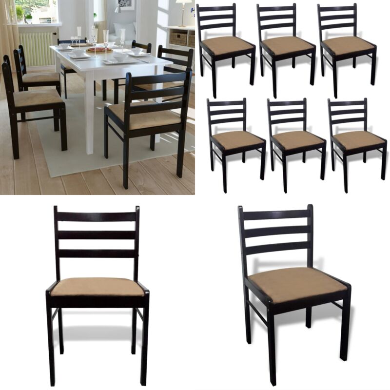 Vidaxl - Chaises à manger lot de 6 marron bois solide et velours - Chaise De Salle à Manger - Chaise Moderne - Chaises Design - Set De Chaises