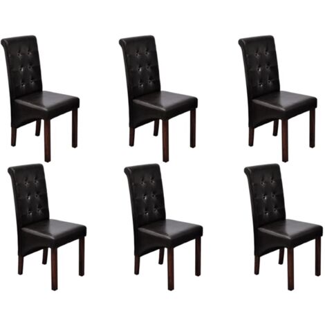Chaises à manger lot de 6 marron similicuir vidaXL
