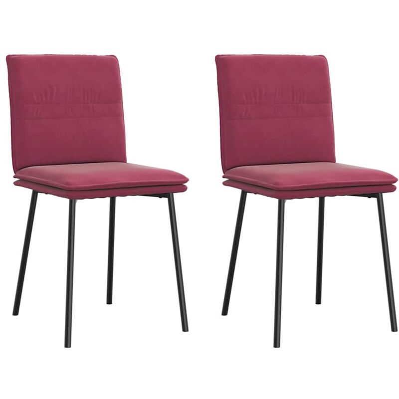 Vidaxl - Chaises à manger lot de 2 Rouge bordeaux Velours