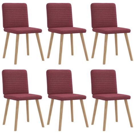 Chaises à manger lot de 6 rouge bordeaux tissu vidaXL