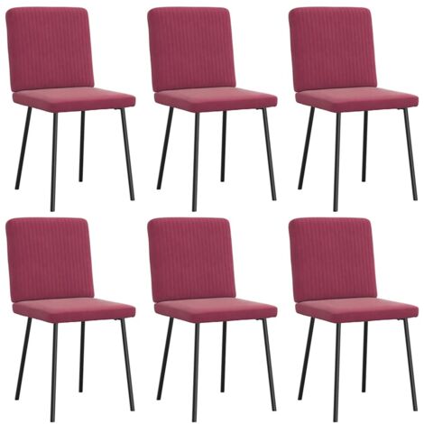 Chaises à manger lot de 6 rouge bordeaux velours vidaXL