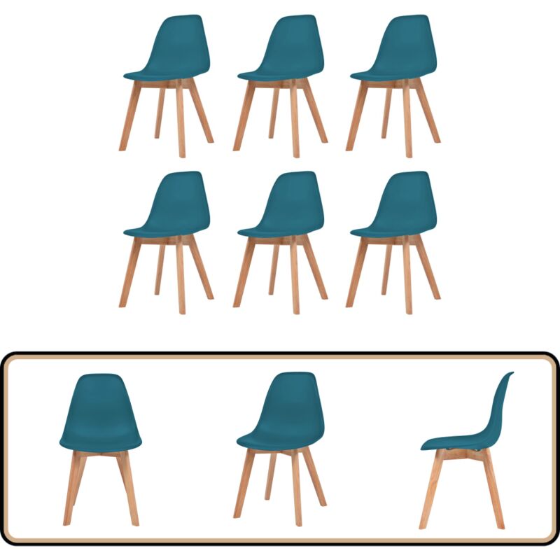 Chaises à manger lot de 6 Turquoise Plastique - Chaise De Salle à Manger - Chaise Confortable - Chaise Design - Chaises Modernes - Chaises Turquoises