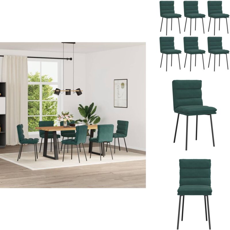 Vidaxl - Chaises à manger lot de 6 vert foncé velours - Chaise De Salle à Manger - Chaises De Salle à Manger - Chaise - Chaise De Cuisine