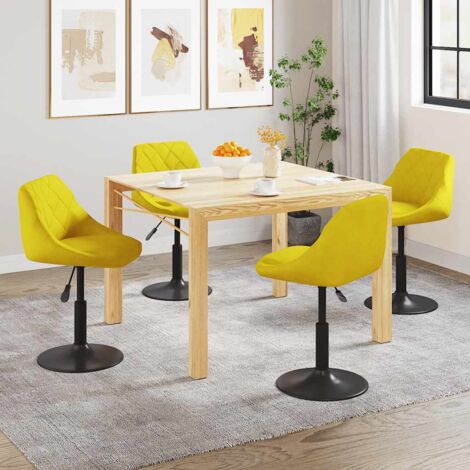 Chaises à manger pivotantes lot de 4-Chaises de Salle à Manger-Chaise de cuisine jaune moutarde velours 786839
