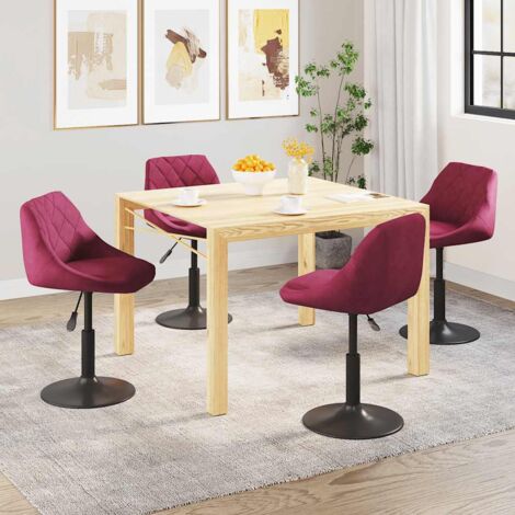Chaises à manger pivotantes lot de 4-Chaises de Salle à Manger-Chaise de cuisine rouge bordeaux velours 459188