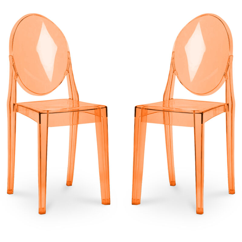 Privatefloor - Lot de 2 chaises de salle à manger transparentes - Victoria Queen Orange transparent Privatefloor - Lot de 2 chaises de salle à manger transparentes - Victoria Queen Orange transparent
