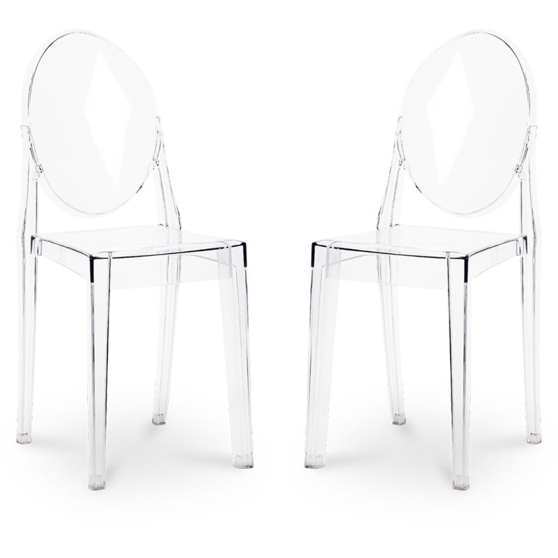 Privatefloor - Lot de 2 chaises de salle à manger transparentes - Victoria Queen Transparent Privatefloor - Lot de 2 chaises de salle à manger transparentes - Victoria Queen Transparent