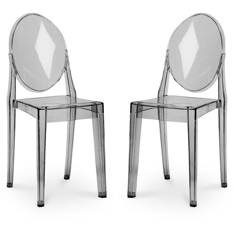 Privatefloor - Lot de 2 chaises de salle à manger transparentes - Victoria Queen Gris transparent Privatefloor - Lot de 2 chaises de salle à manger transparentes - Victoria Queen Gris transparent