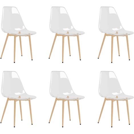 Chaises assise transparente et bois clair Penyla - Lot de 6