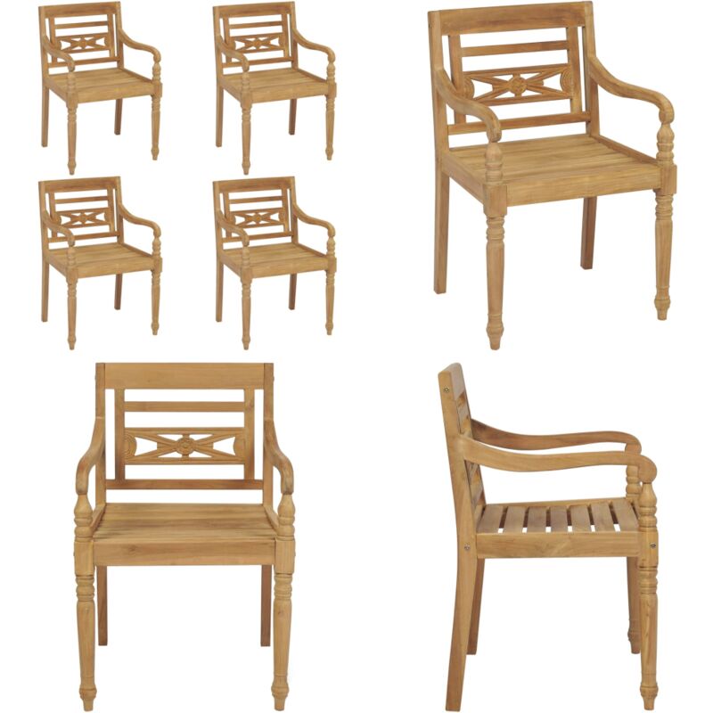 Chaises Batavia lot de 4 Bois de teck solide - Chaise De Jardin - Mobilier De Jardin - Chaise En Teck - Meubles De Jardin - Terrasse - Home & Living