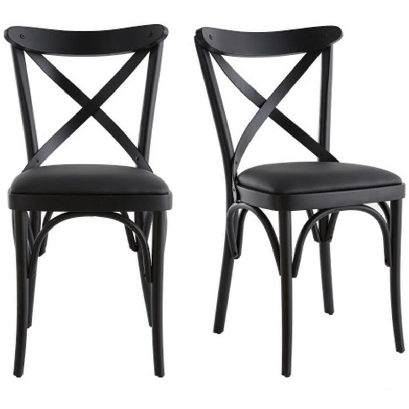 chaises bistrot en bois noir (lot de 2) marcel - noir