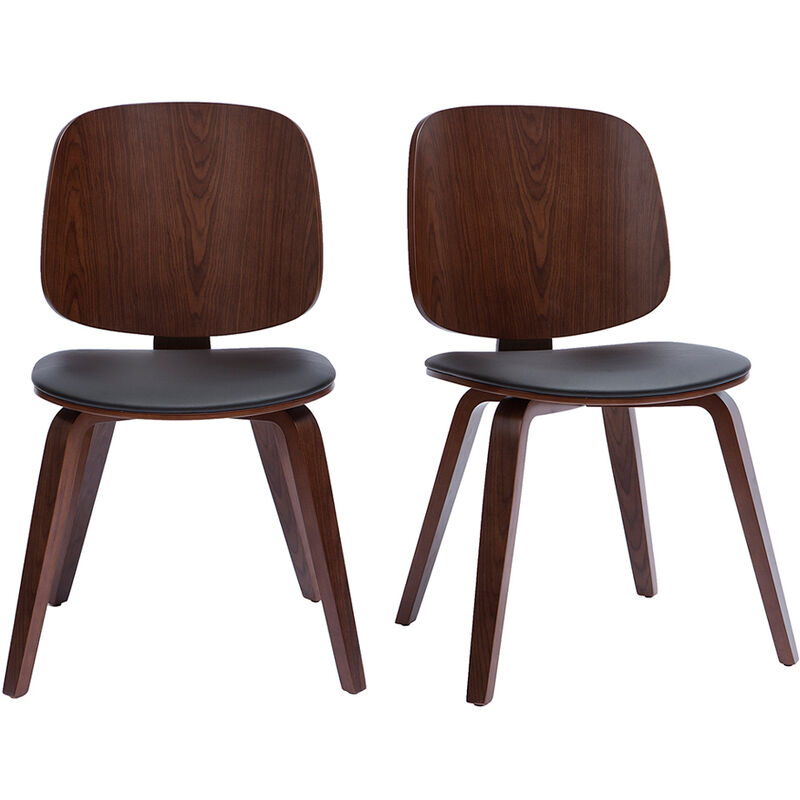 Chaises vintage en bois foncé et noir (lot de 2) beck - Noyer / noir