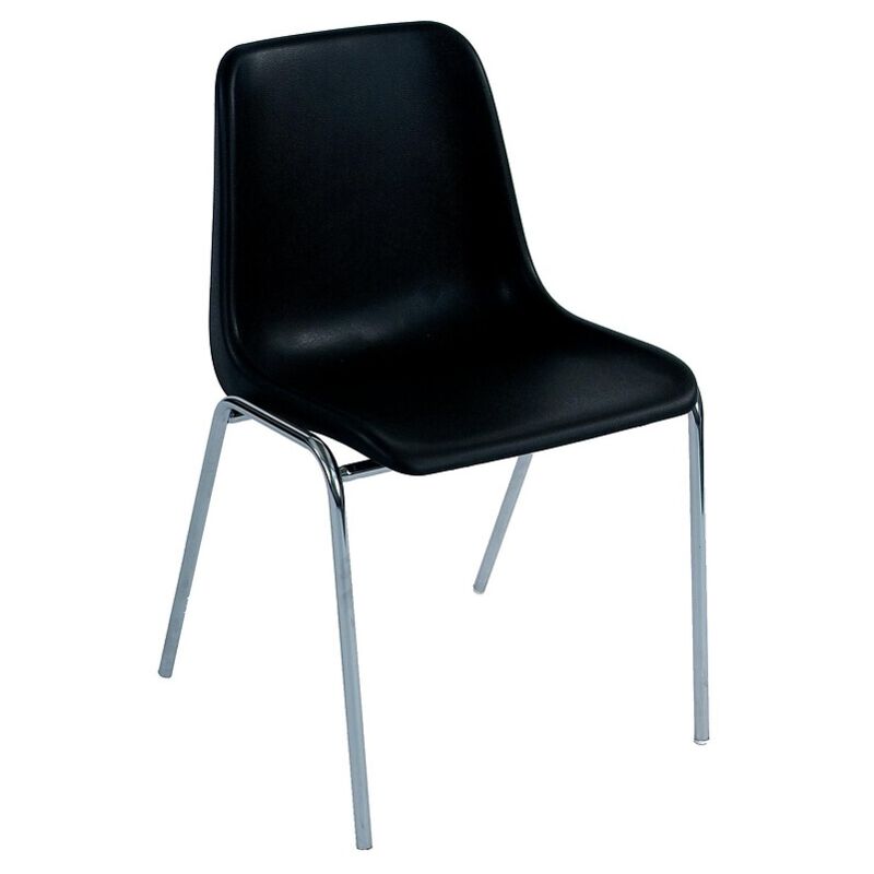 Sans Marque - Chaises coque plastique empilables piétement tube chromé noir lot de 4 chaises