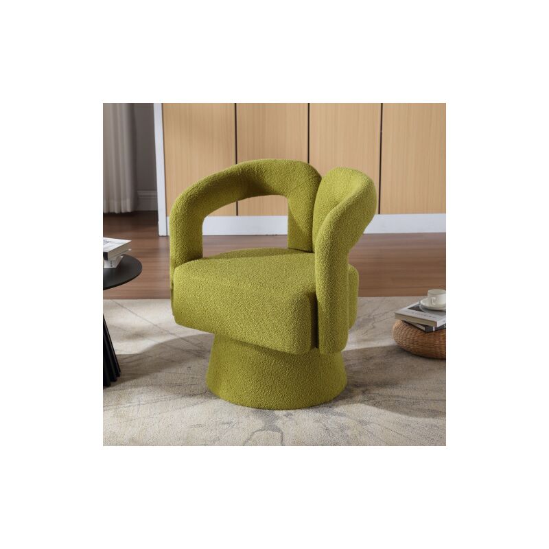 Wishdor - Chaise verte, chaise pivotante à 360 degrés, chaise capitonnée verte en tissu moelleux, charge jusqu'à 150 kg