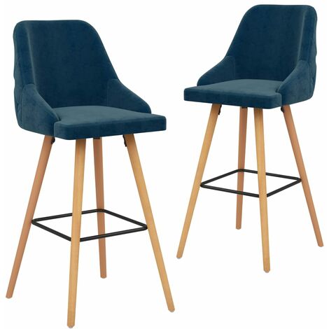 Chaises de bar 2 pcs Bleu Velours