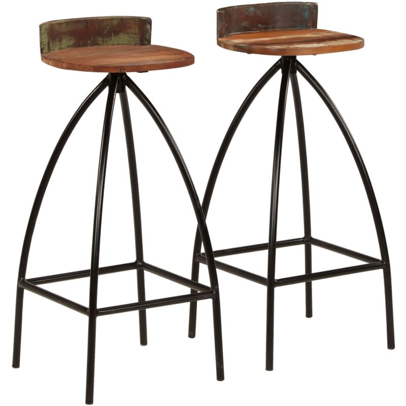 Vidaxl - Tabourets de bar lot de 2 bois de récupération massif