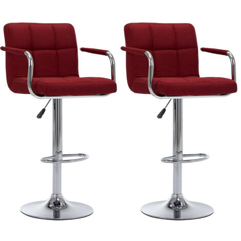 Chaises de bar 2 pcs Bordeaux Tissu