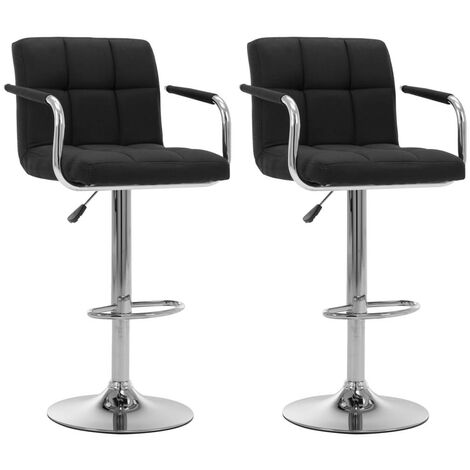 Chaises de bar 2 pcs Noir Tissu