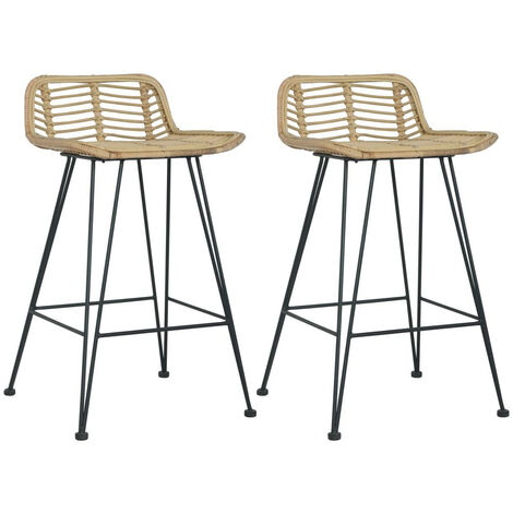 Chaises de bar 2 pcs Rotin Naturel