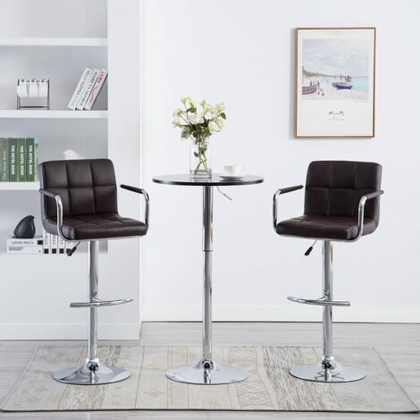 Chaises de bar avec accoudoirs 2 pcs Marron Similicuir
