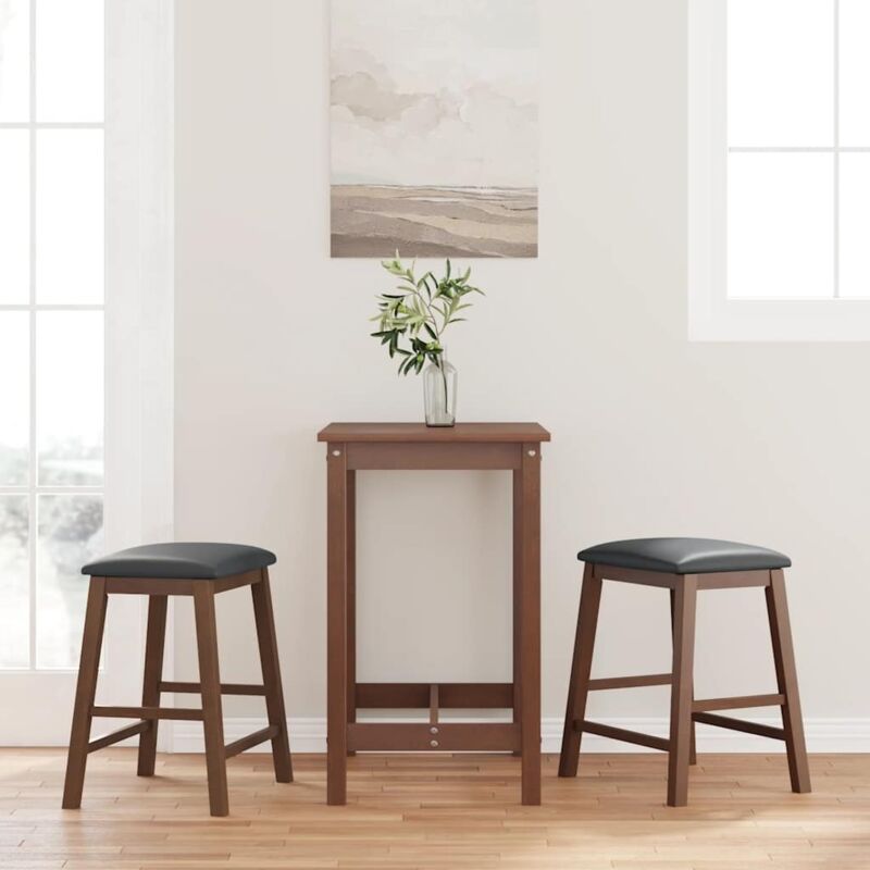 Sedie Da Bar Con Cuscini 2pz Marrone Legno Massello Di Hevea - Vidaxl