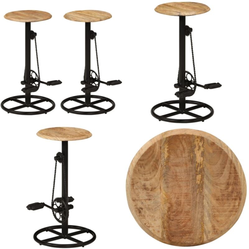Chaises de bar lot de 2 bois de manguier solide - Tabouret De Bar - Chaise De Bar - Meubles De Cuisine - Mobilier Design - Style Industriel - Home &