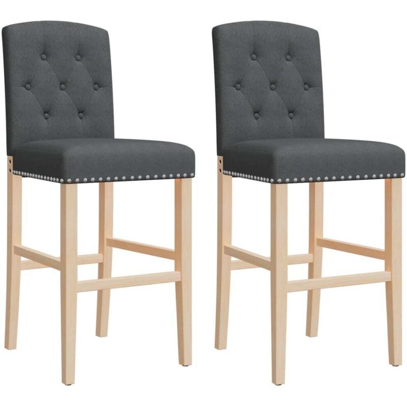 Vidaxl - Chaises de bar lot de 2 bois massif d'hévéa et tissu