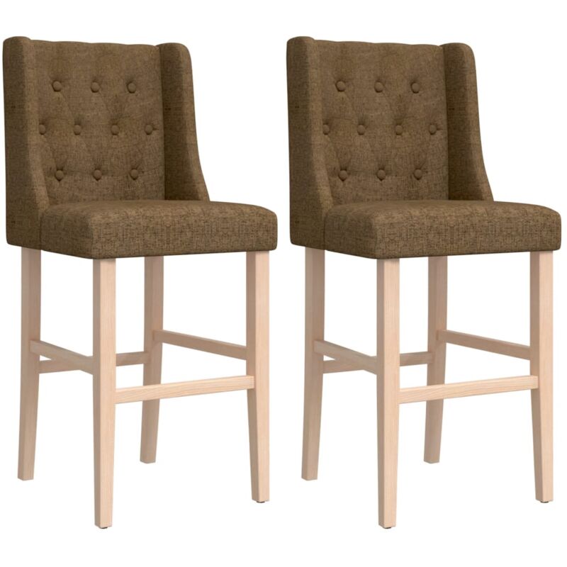 vidaXL Chaises de bar lot de 2 bois massif d'hévéa et tissu