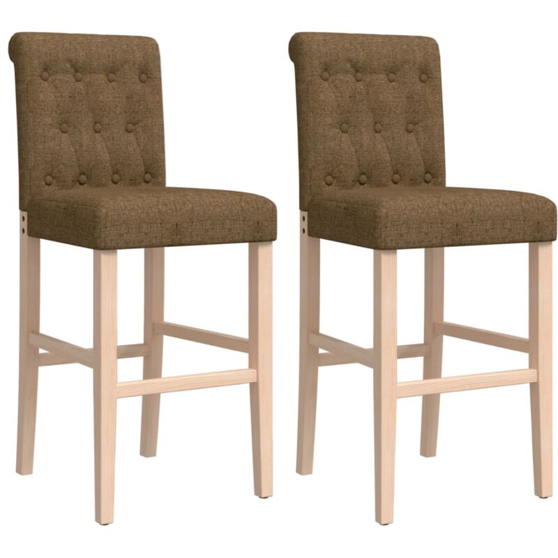Chaises de bar lot de 2 bois massif d'hévéa et tissu