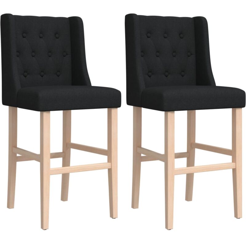 Vidaxl - Chaises de bar lot de 2 bois massif d'hévéa et tissu