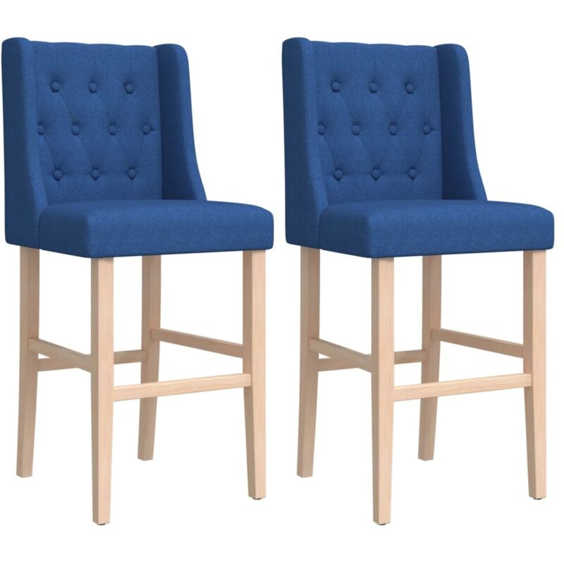 Vidaxl - Chaises de bar lot de 2 bois massif d'hévéa et tissu