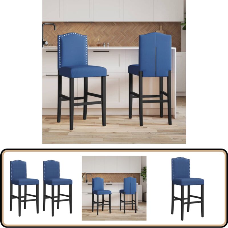 Vidaxl - Chaises de bar lot de 2 bois massif d'hévéa et tissu - Chaise De Bar - Tabouret De Bar - Fauteuil De Bar - Meubles De Salle à Manger