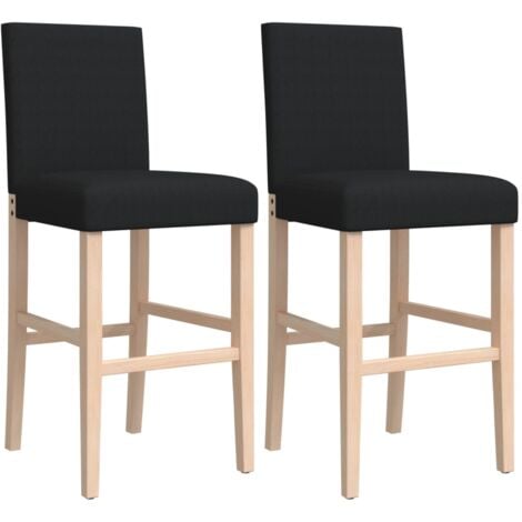 Chaises de bar lot de 2 bois massif d'hévéa et tissu vidaXL