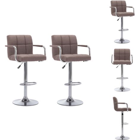 Chaises de bar lot de 2 taupe tissu - Chaise De Bar - Chaises De Bar - Chaise De Comptoir - Chaises De Comptoir