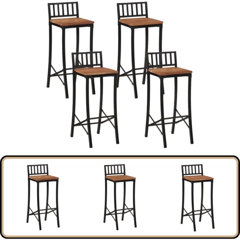 Vidaxl - Chaises de bar lot de 4 bois d'acacia massif - Tabouret De Bar - Chaise De Bar - Meubles De Cuisine - Mobilier Moderne - Design Scandinave