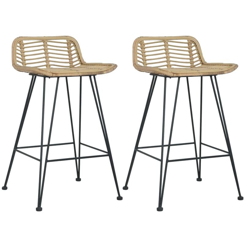 Bonnevie - lot de 2 Chaises de bar Tabourets de Bar Tabourets Hauts rotin Naturel BGT45803