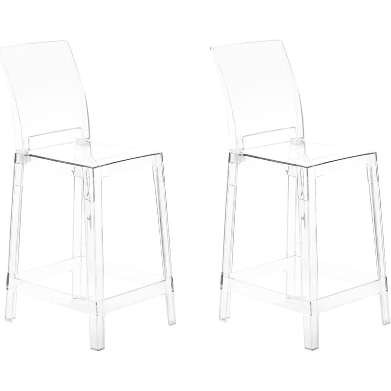Beliani - Lot 2 Chaises de Bar Transparentes Hautes pour Cuisine Moderne Wellington
