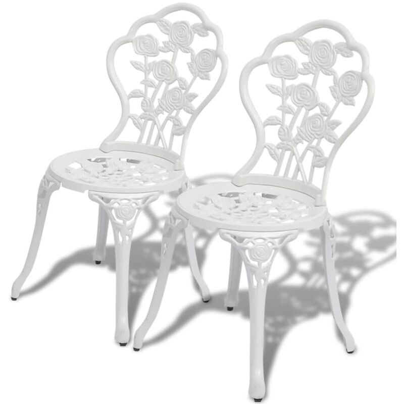 Chaises de bistro 2 pcs Aluminium coulé Blanc Chaises de bistro 2 pcs Aluminium coulé Blanc